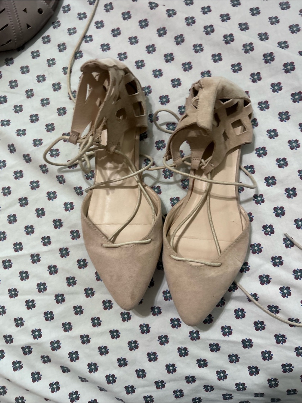 Tan suede professional ballet flats